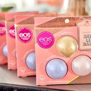 FOUR NWT Eos 3pk Lip Balm Sphere Caramel Champagne